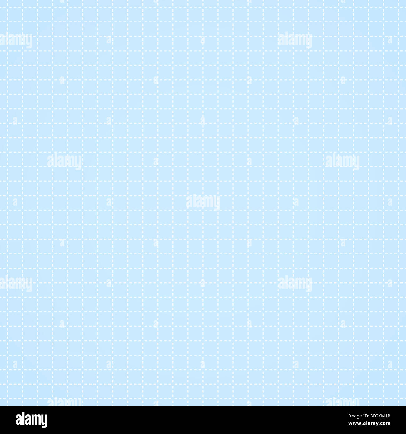 Seamless light blue graph paper grid background with dashed lines, square notebook texture for mathematics, education, architecture, engineering and Stock Vector