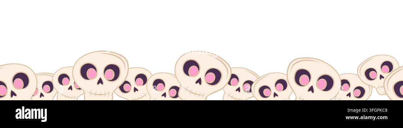 Seamless vector border with Halloween skulls Stock Vector