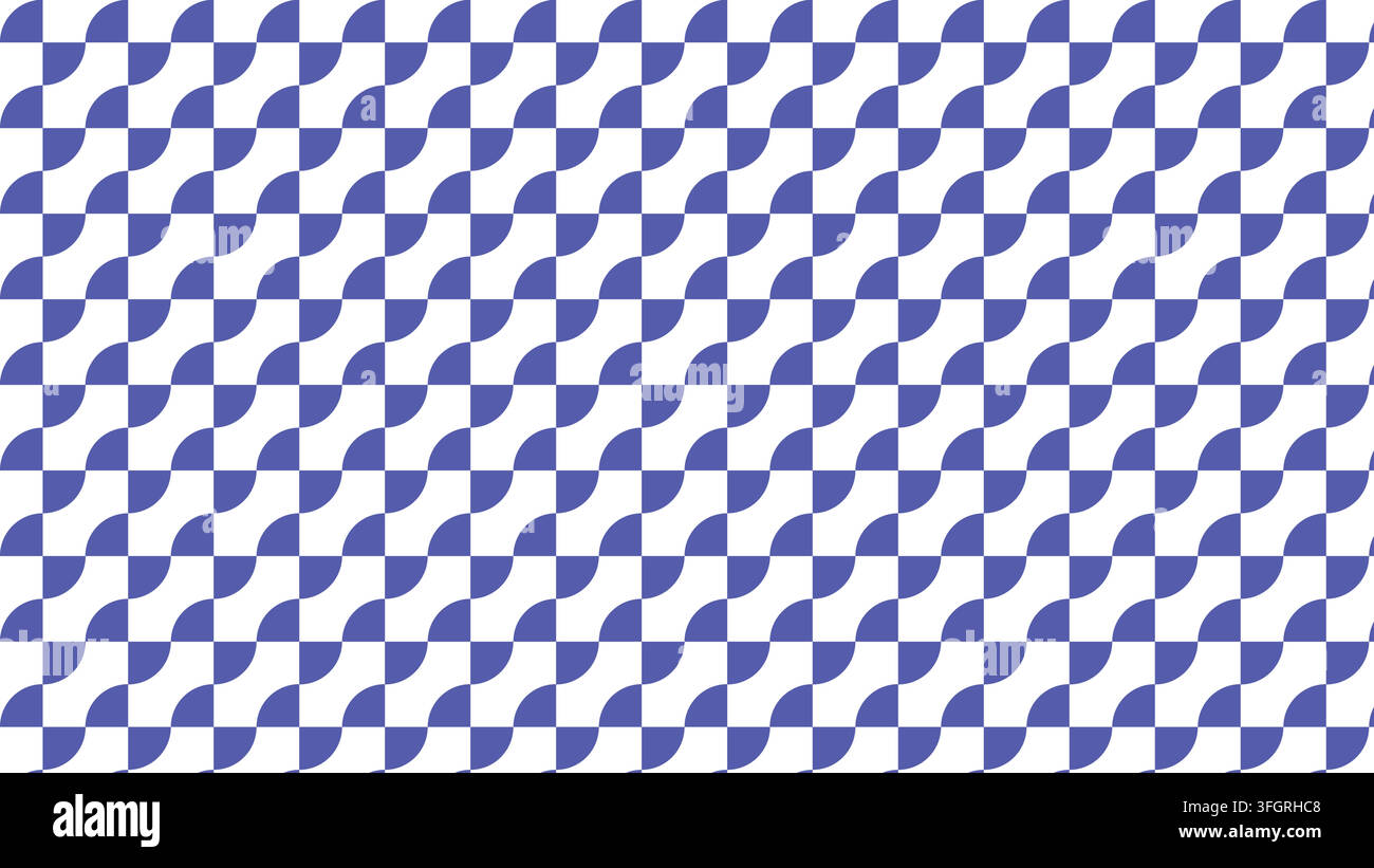 Curved Checkerboard Pattern Geometric Blue Background Vector Repeat Tile Stock Vector