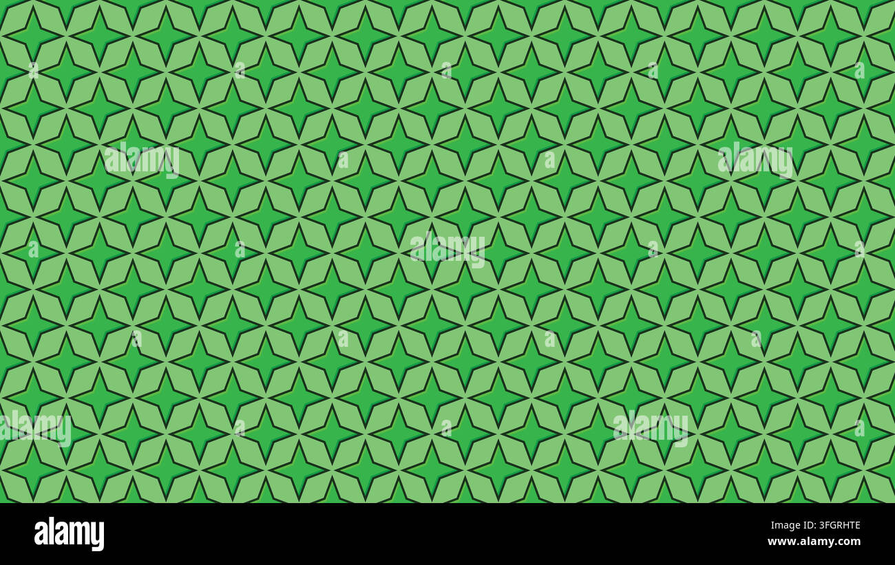 Star Pattern Geometric Green Background Vector Repeat Tile Design Stock Vector