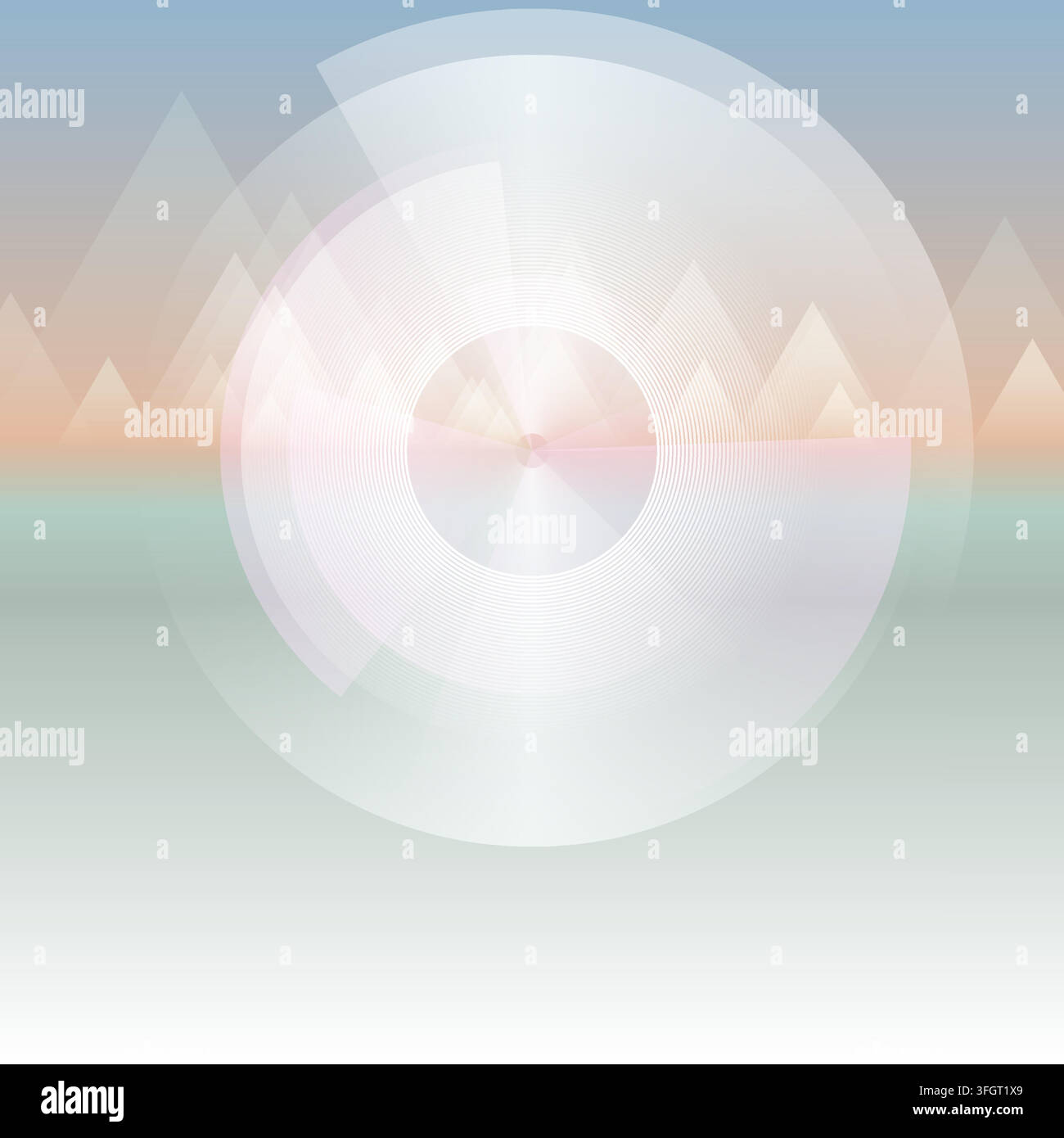 Glossy pastel tech concept background with circles and triangles. Abstract geometric minimal vector design Stock Vector