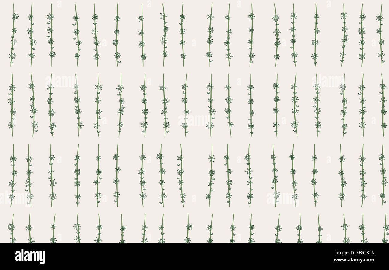 Seamless botanical repeat based on wildflower stripe pattern, rendered as a clean vector surface design with balanced spacing, repeat accuracy, and pr Stock Vector
