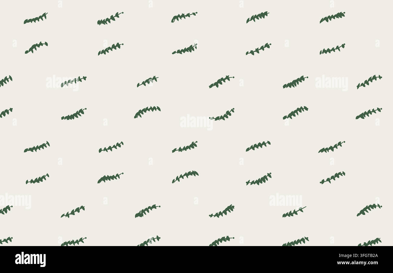 Seamless botanical repeat based on leaf vine pattern, rendered as a clean vector surface design with balanced spacing, repeat accuracy, and practical Stock Vector