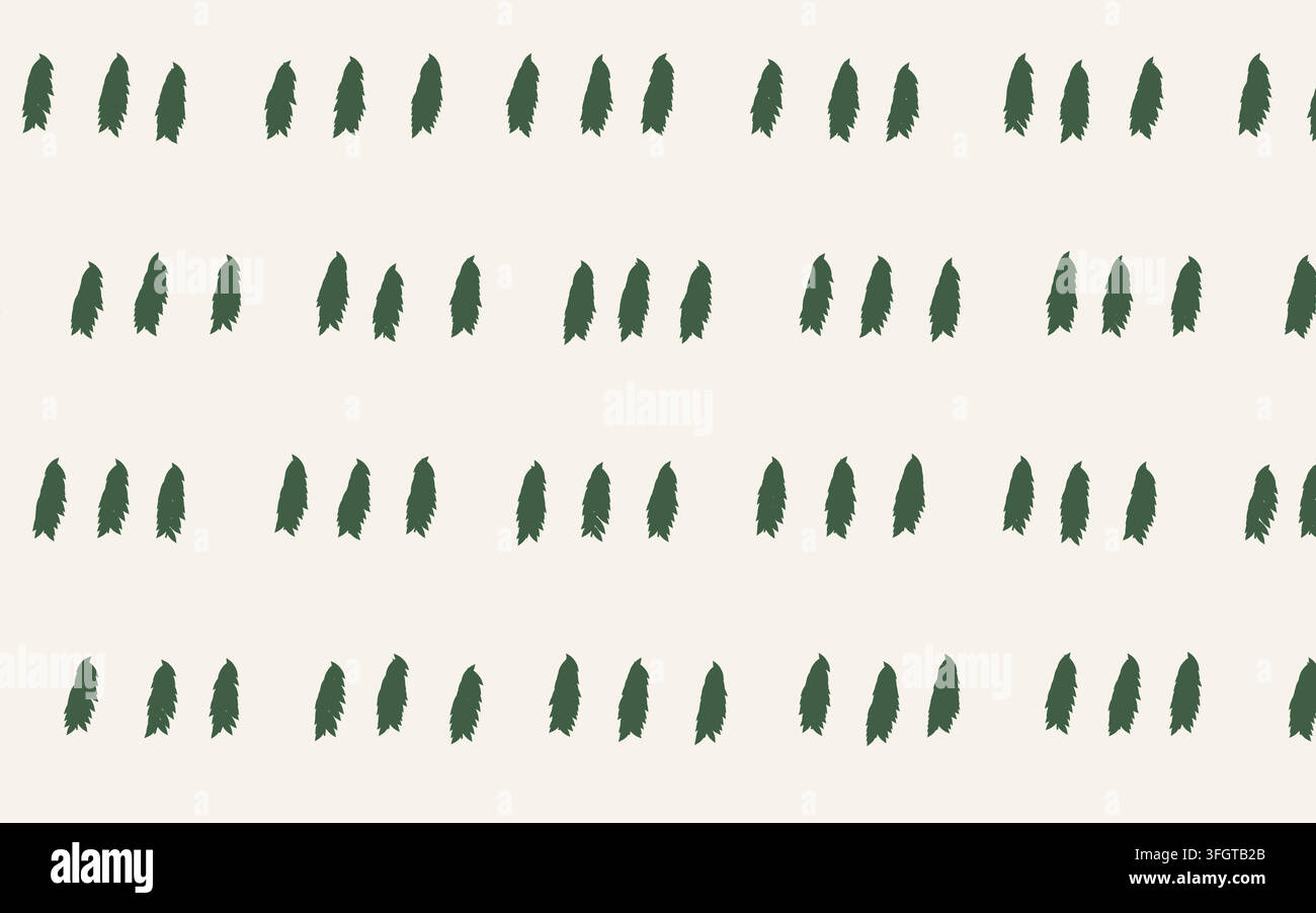 Seamless botanical repeat based on fern scatter pattern, rendered as a clean vector surface design with balanced spacing, repeat accuracy, and practic Stock Vector