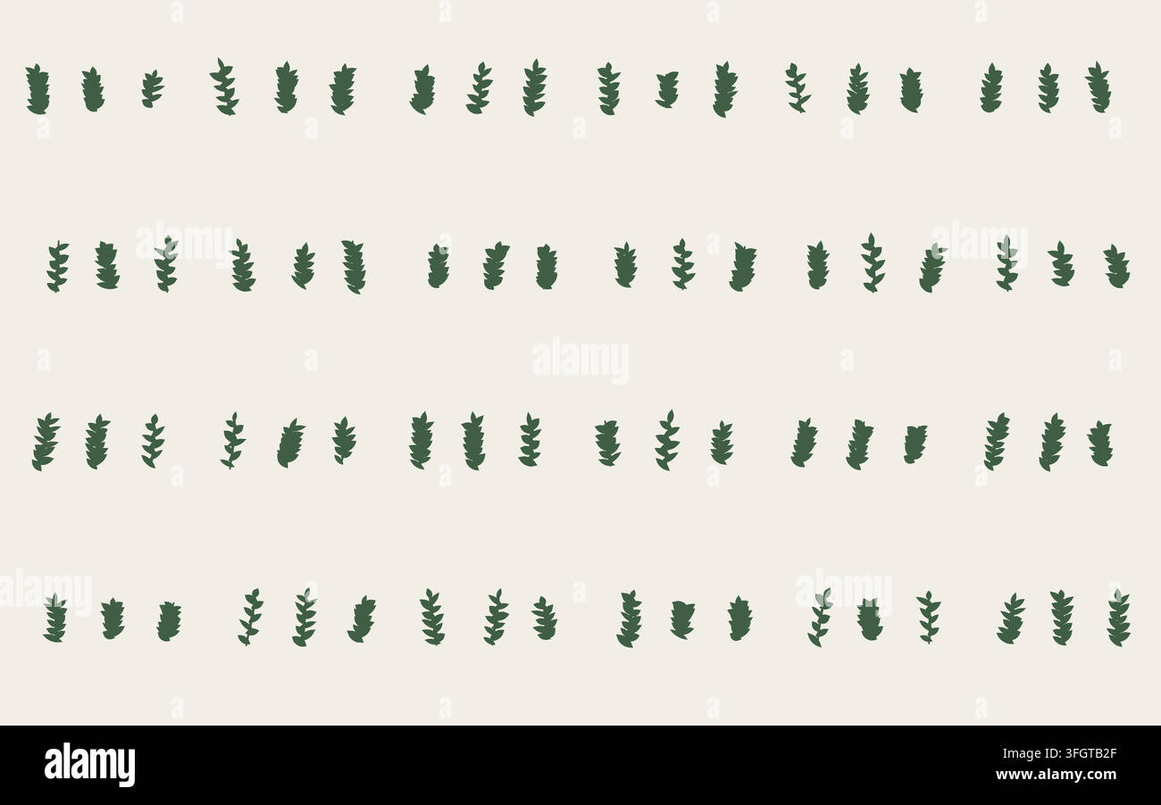 Seamless botanical repeat based on herb sprig pattern, rendered as a clean vector surface design with balanced spacing, repeat accuracy, and practical Stock Vector