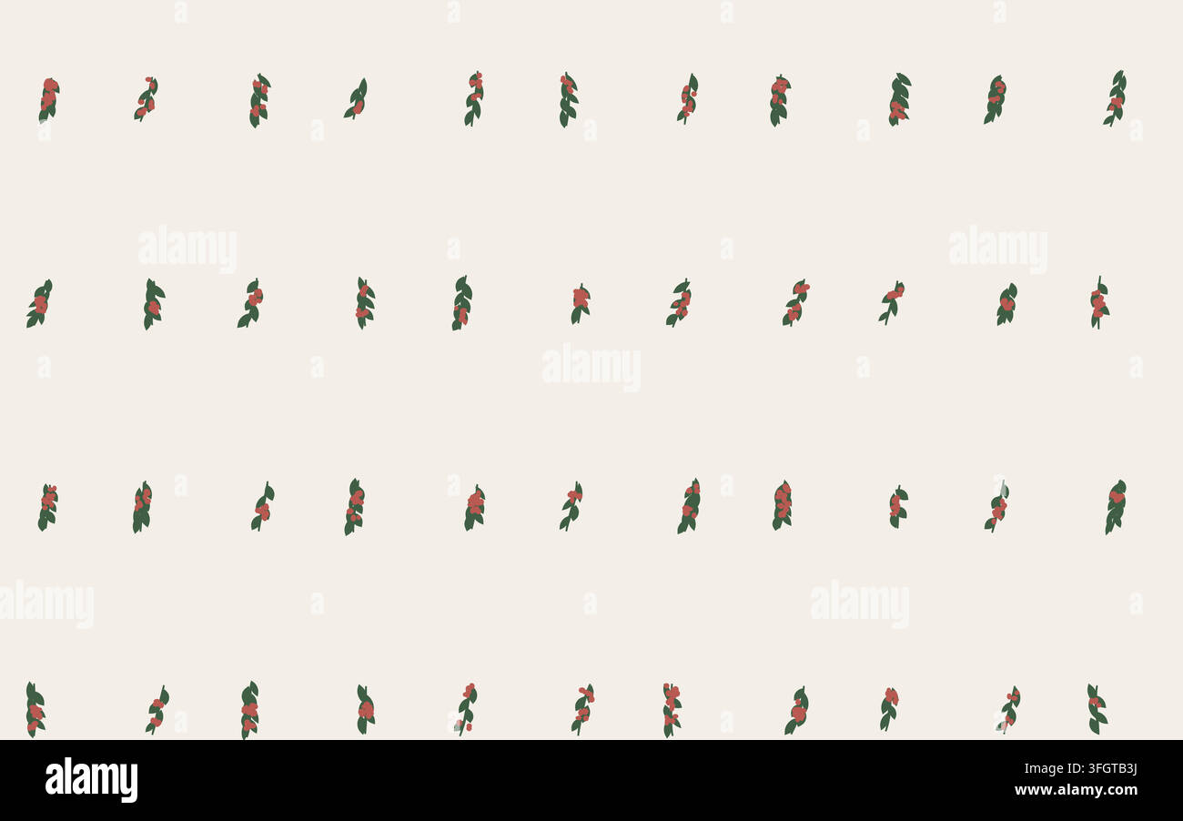 Seamless botanical repeat based on berry branch pattern, rendered as a clean vector surface design with balanced spacing, repeat accuracy, and practic Stock Vector