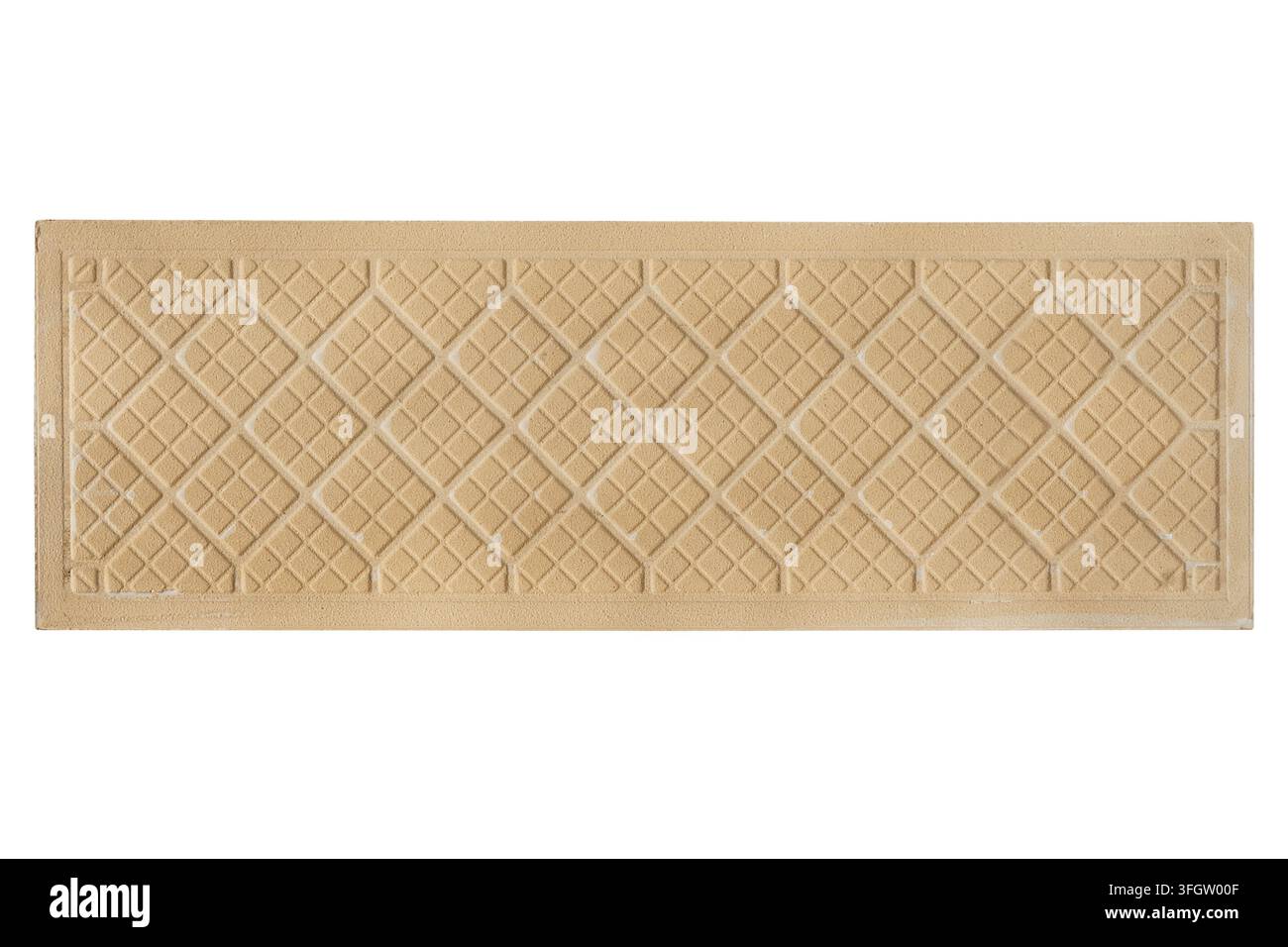 Beige ceramic tile back side isolated on white background Stock Photo