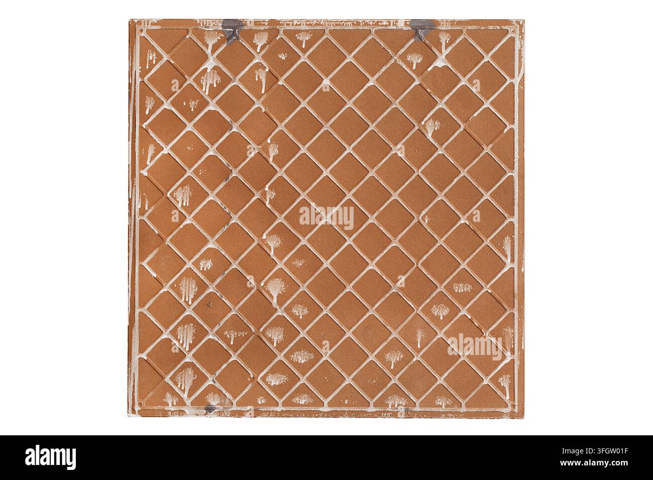 One square back side dirty tile isolated on white background Stock Photo