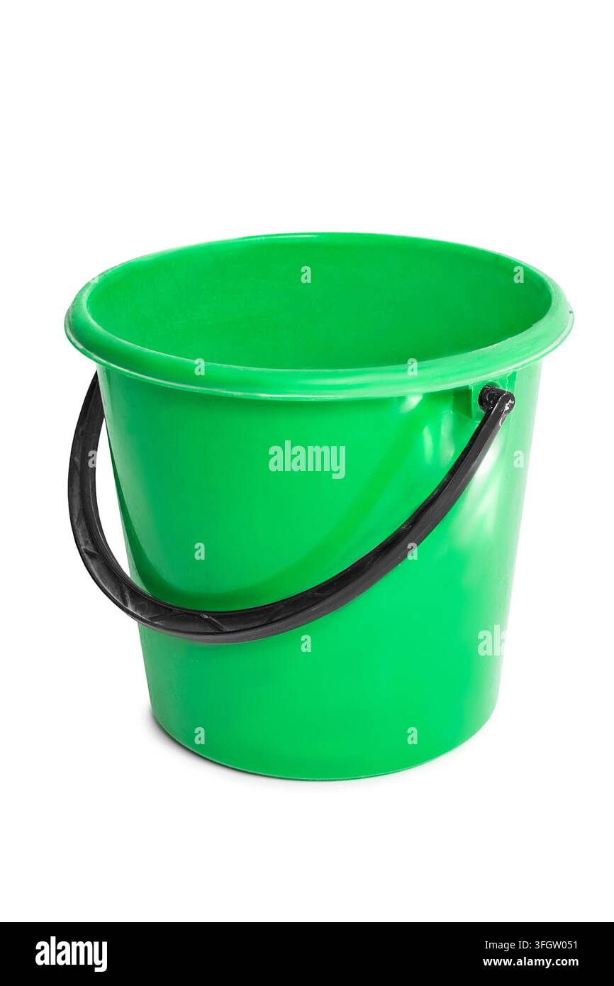 Empty plastic bucket isolated on white background Stock Photo
