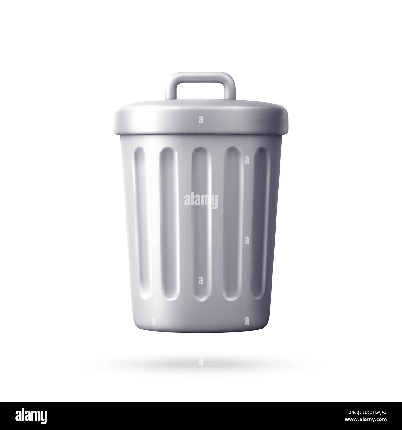 A shiny white trash can in 3d Stock Vector