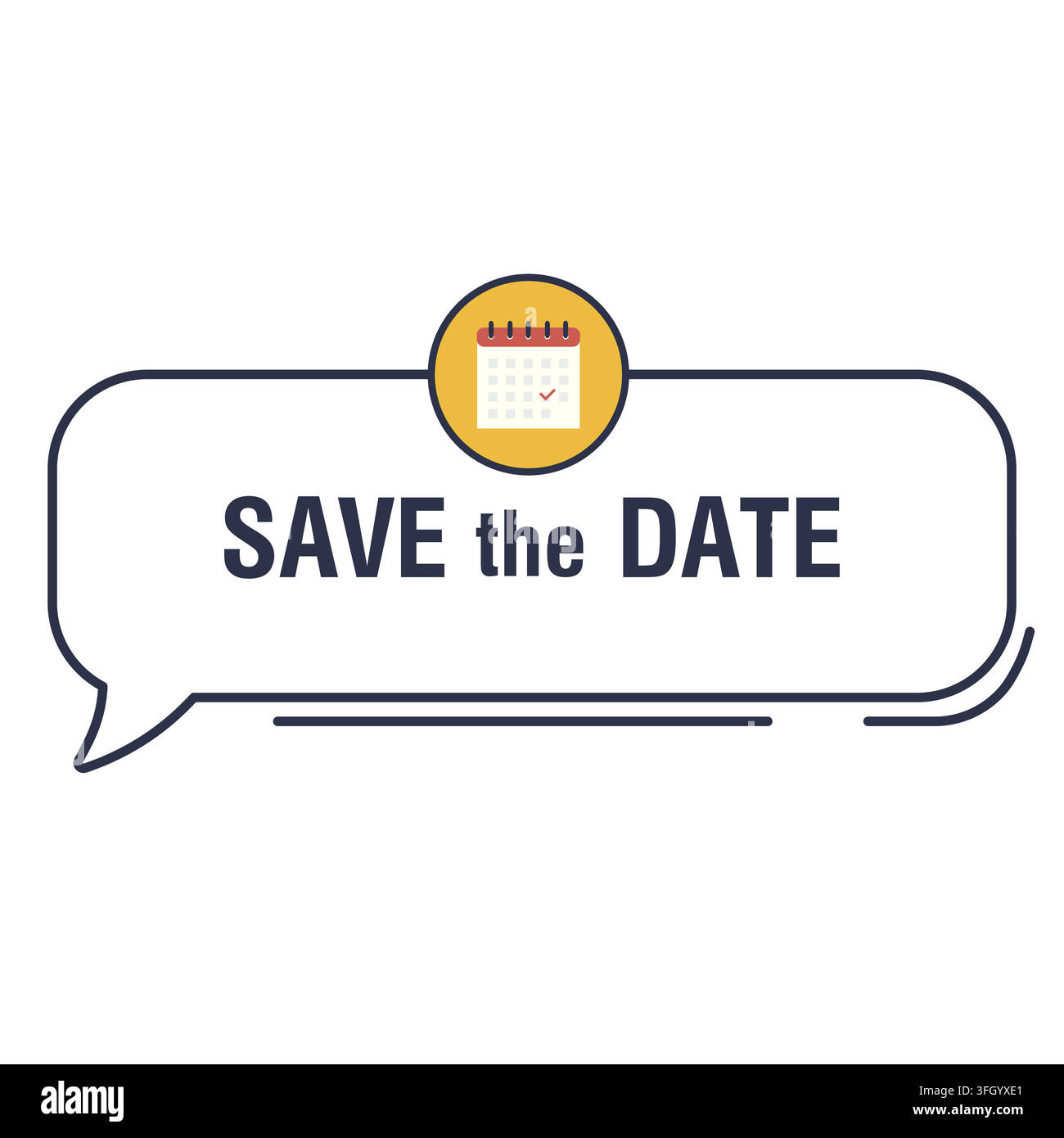 Save the date banner with calendar icon speech bubble Stock Vector
