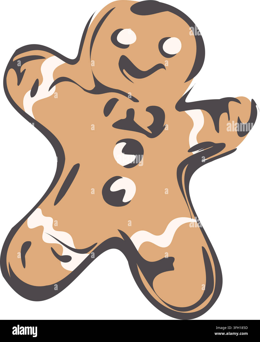 Cute Christmas Gingerbread Man Hand Drawn Vector Stock Vector