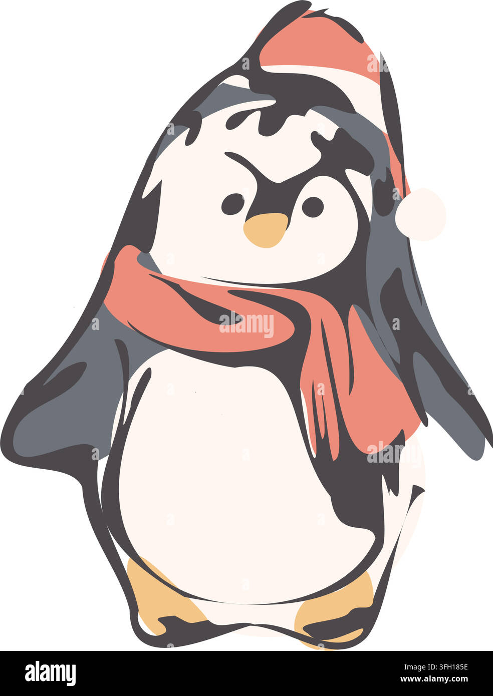 Cute Christmas Penguin Hand Drawn Vector Stock Vector