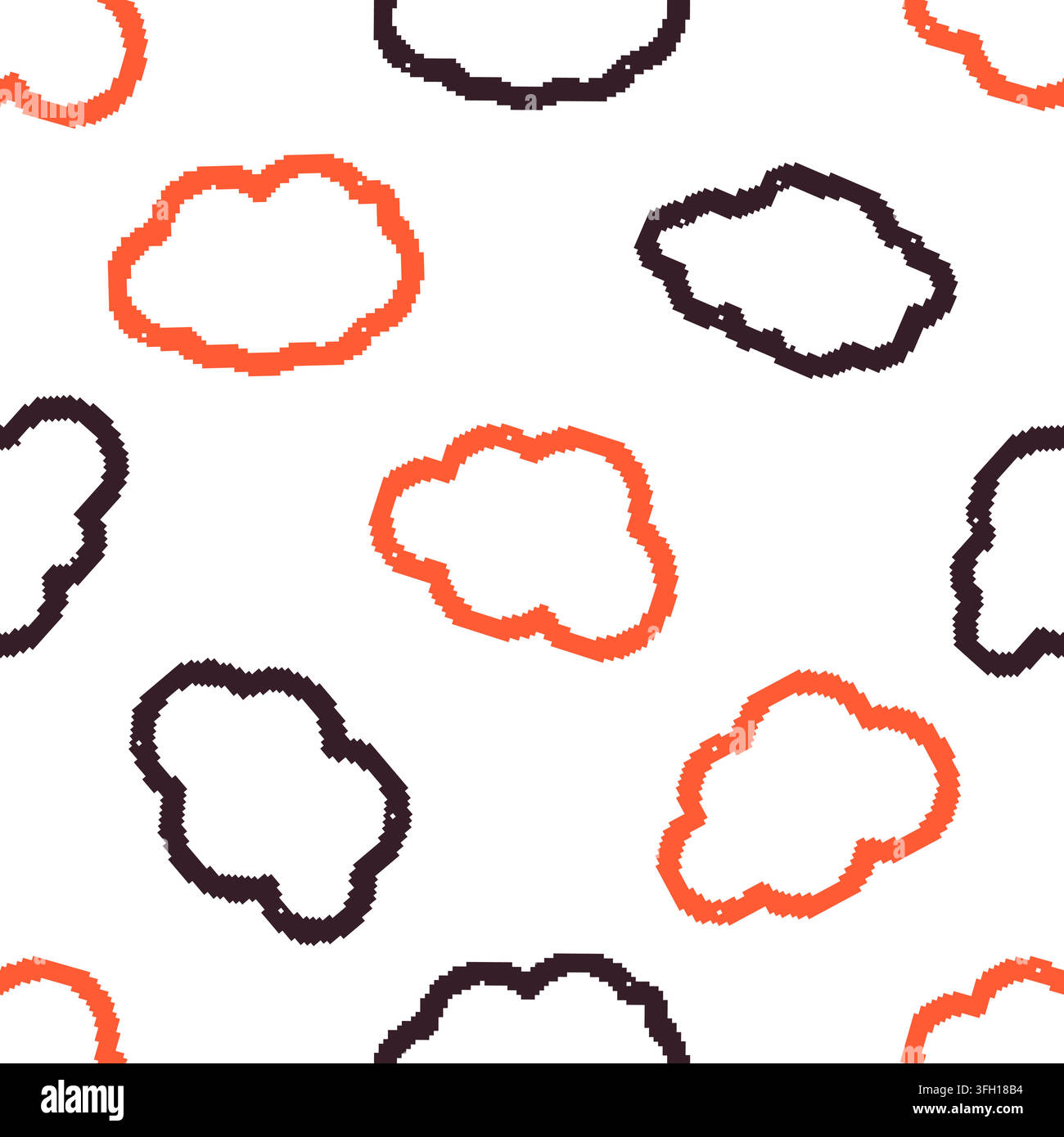 Clouds Pixel Dithering Seamless Pattern. Vector seamless dithering pixel style pattern Stock Vector