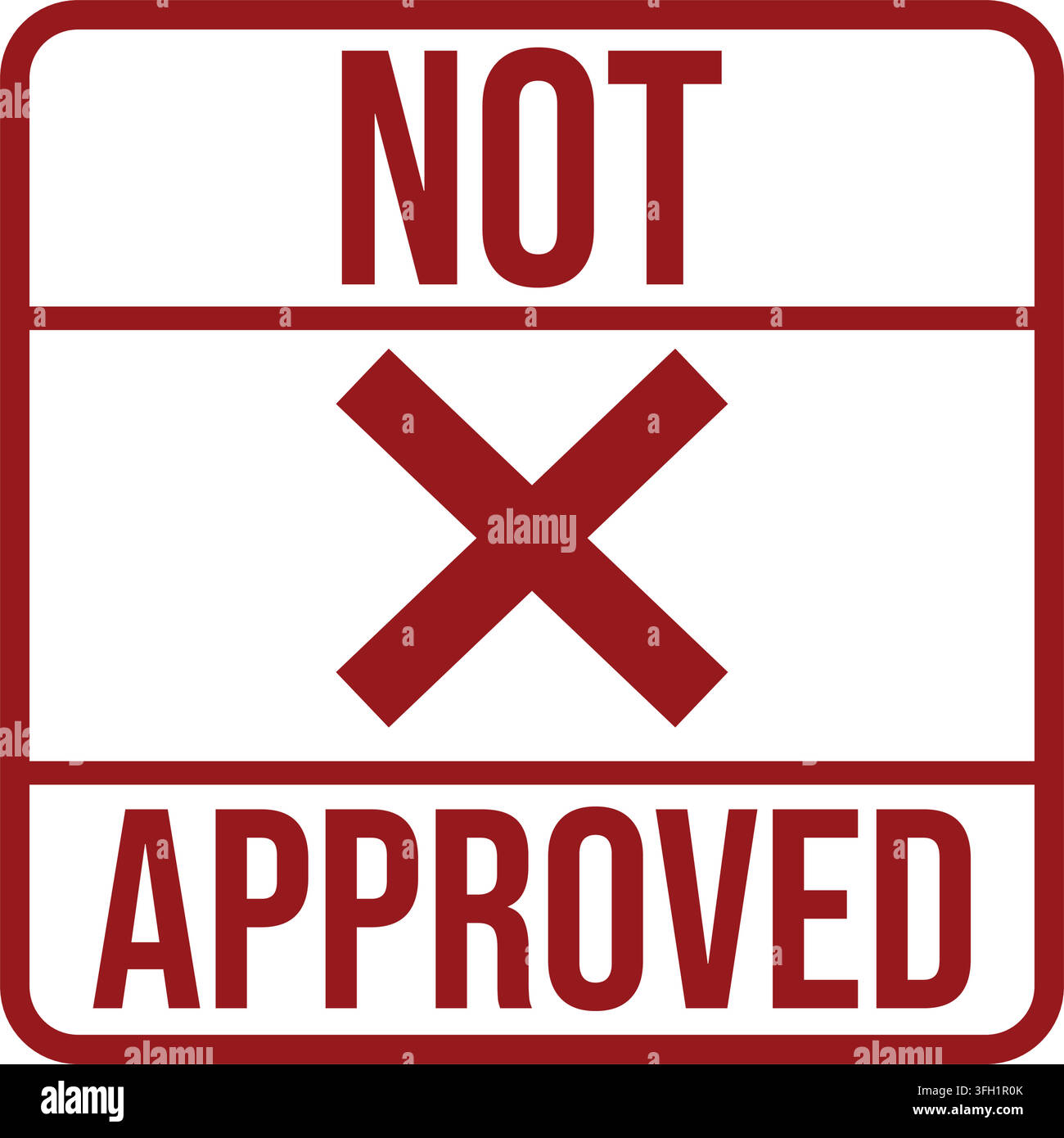 A red stamp bold text clearly approved status formal setting striking x symbol rejection Stock Vector