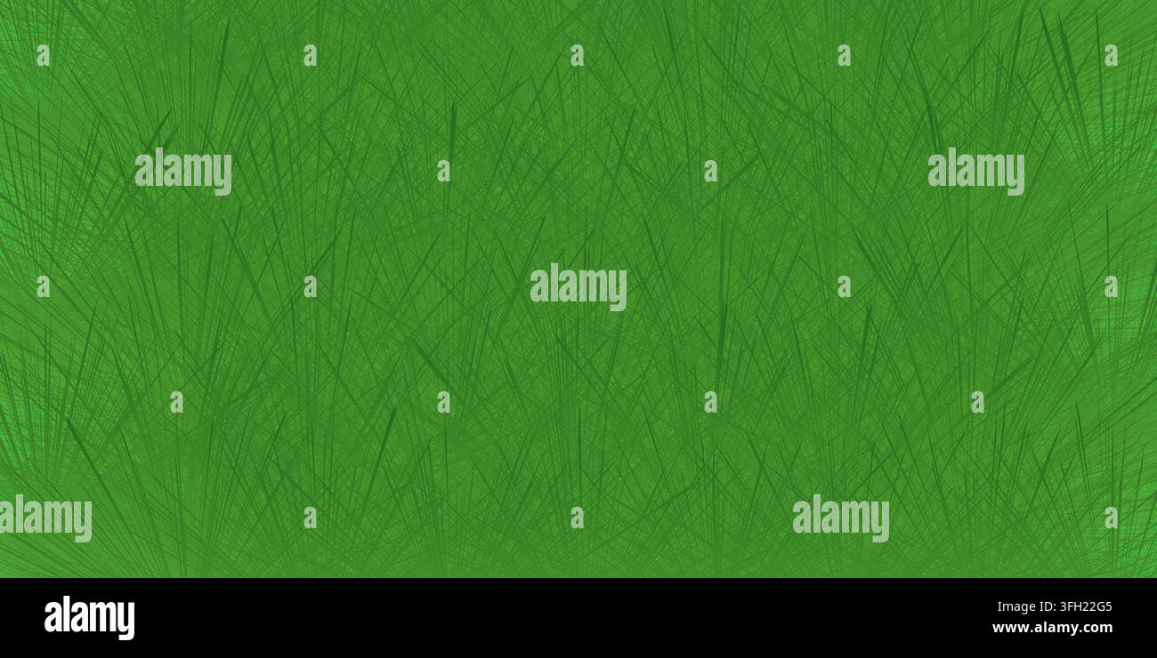 A vibrant green background featuring a dense pattern of thin, intersecting lines creating a textured, grass-like abstract effect. Stock Vector
