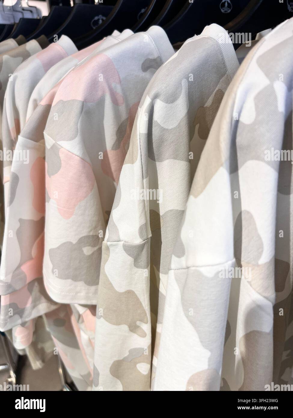 light colour palette camo design t-shirt. - Smartphone Captured Stock Image