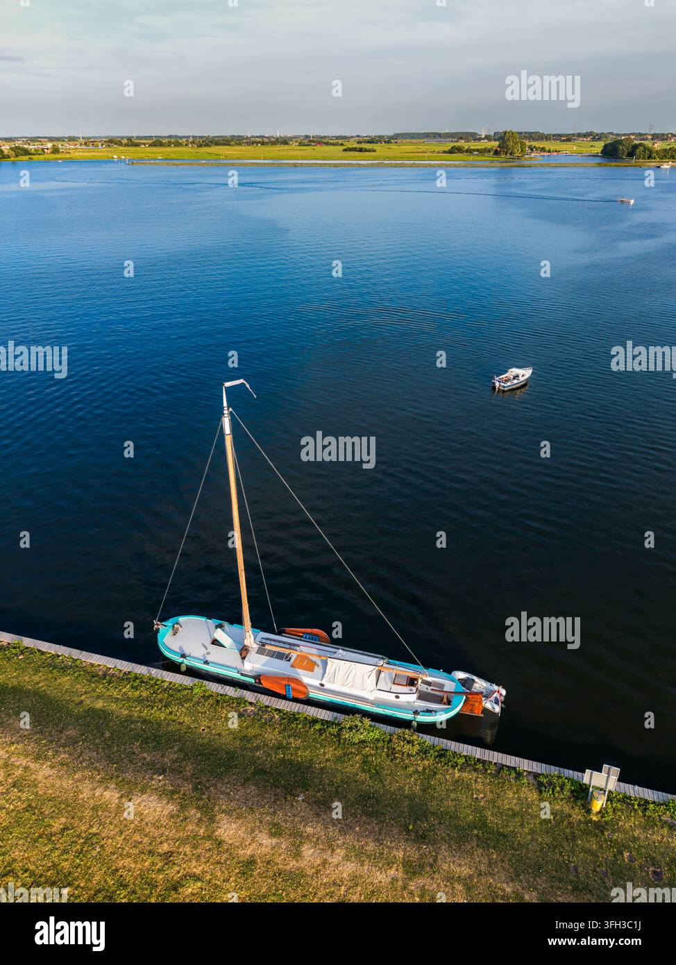 Quay Vector High-angle vertical aerial drone photograph focusing on a classic Dutch ...