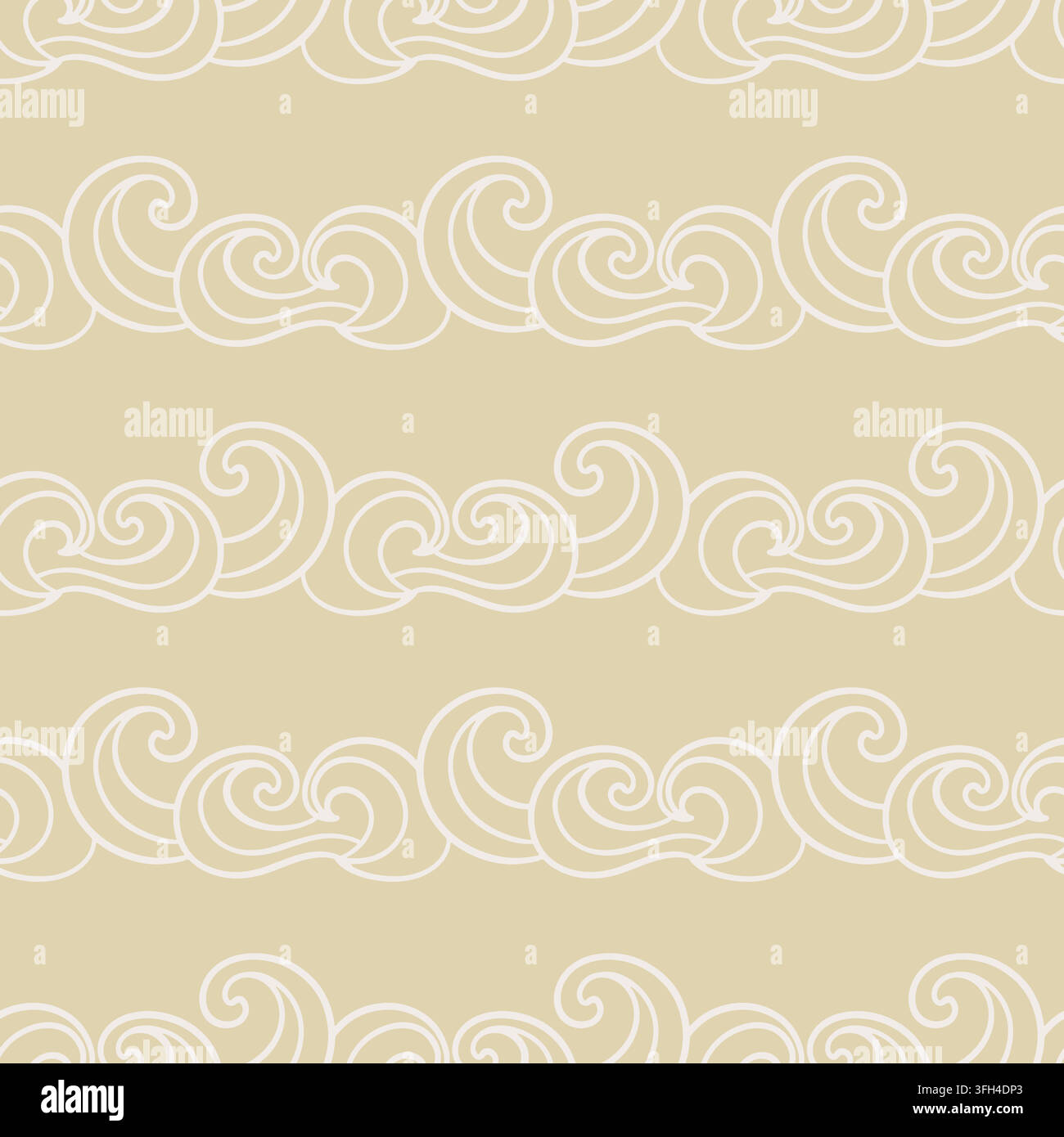 Japanese Asian Seamless gold pattern cloud waves Stock Vector