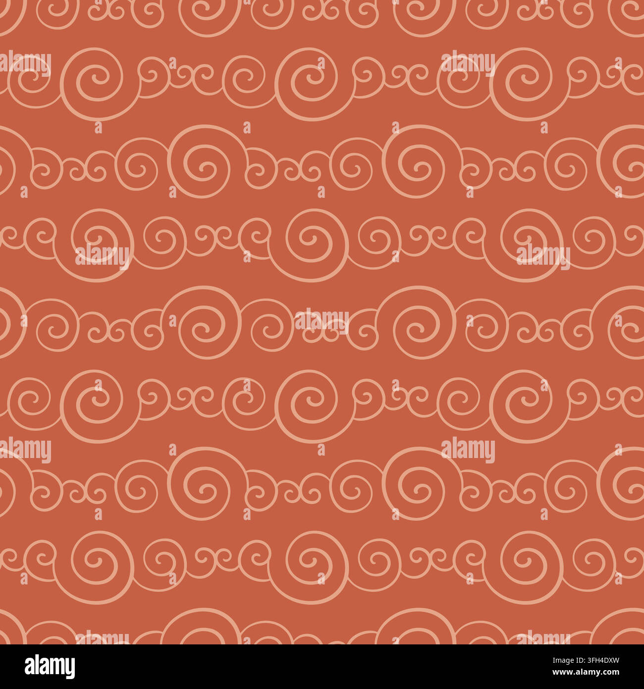 Seamless red Asian pattern elegant spiral clouds Stock Vector