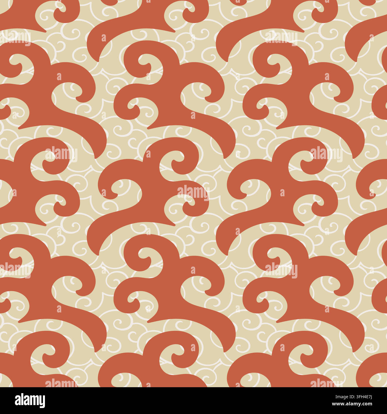Soft Asian Seamless red pattern cloud waves Stock Vector