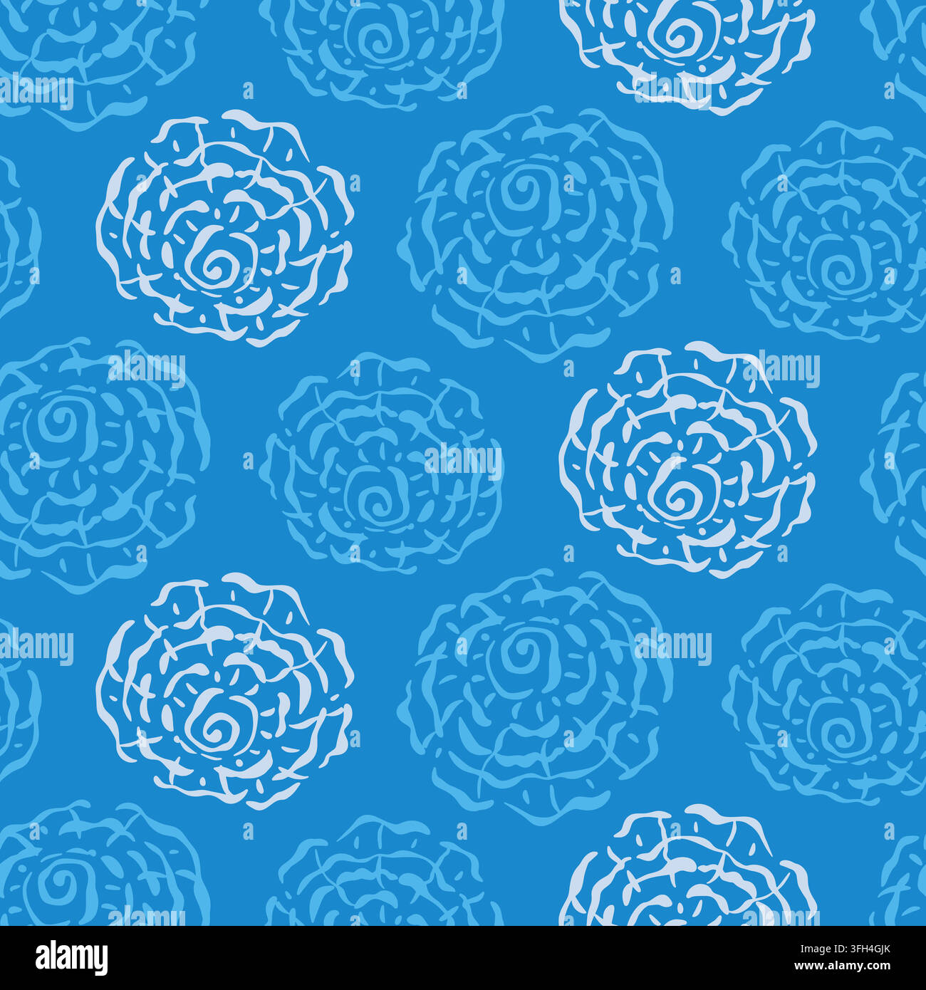 Seamless blue abstract pattern rosette circles Stock Vector