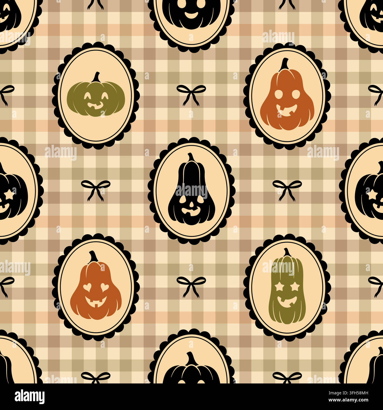 Seamless Halloween pumpkins pattern. Stock Vector