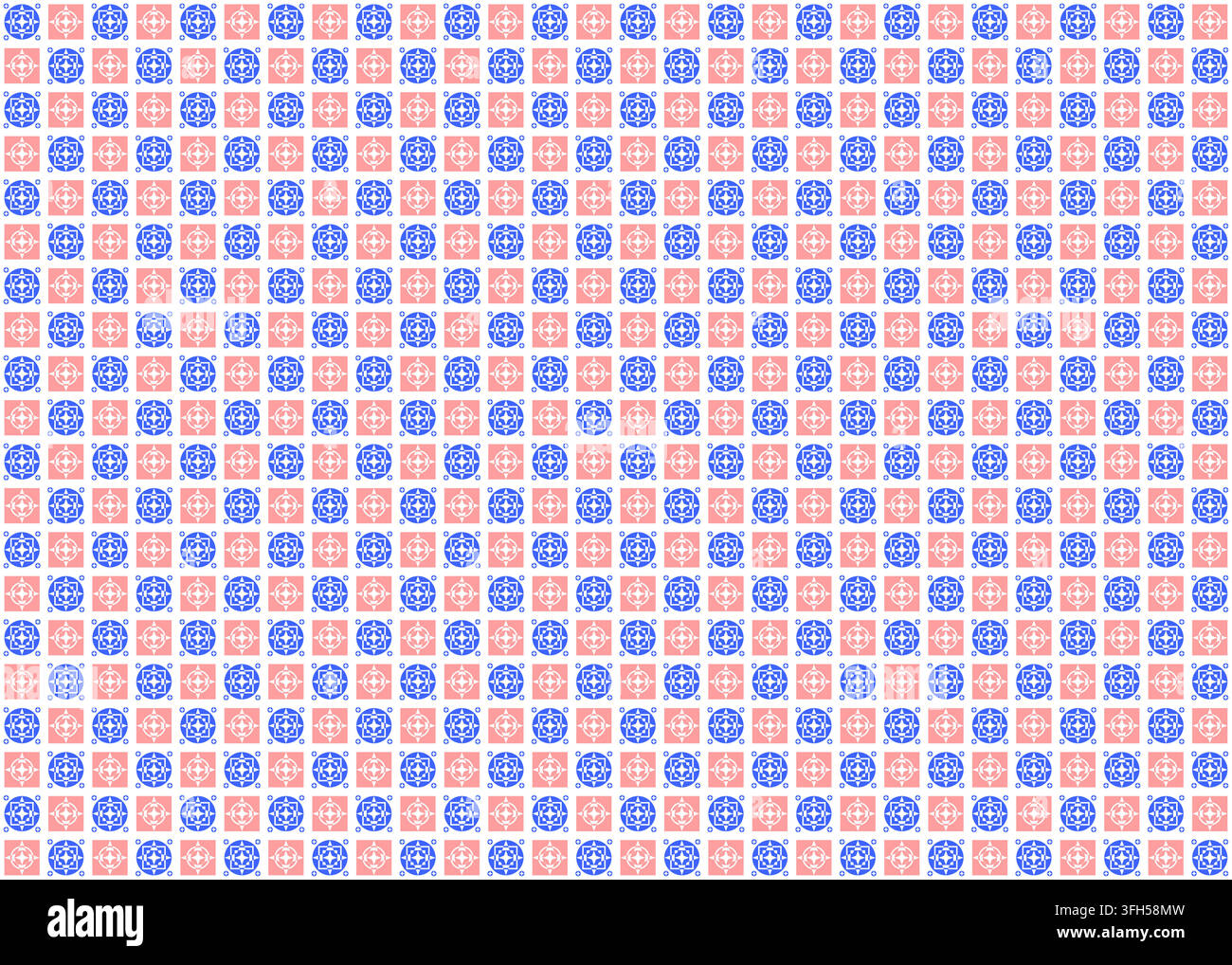 Blue and pink seamless geometric mosaic tile pattern Stock Vector
