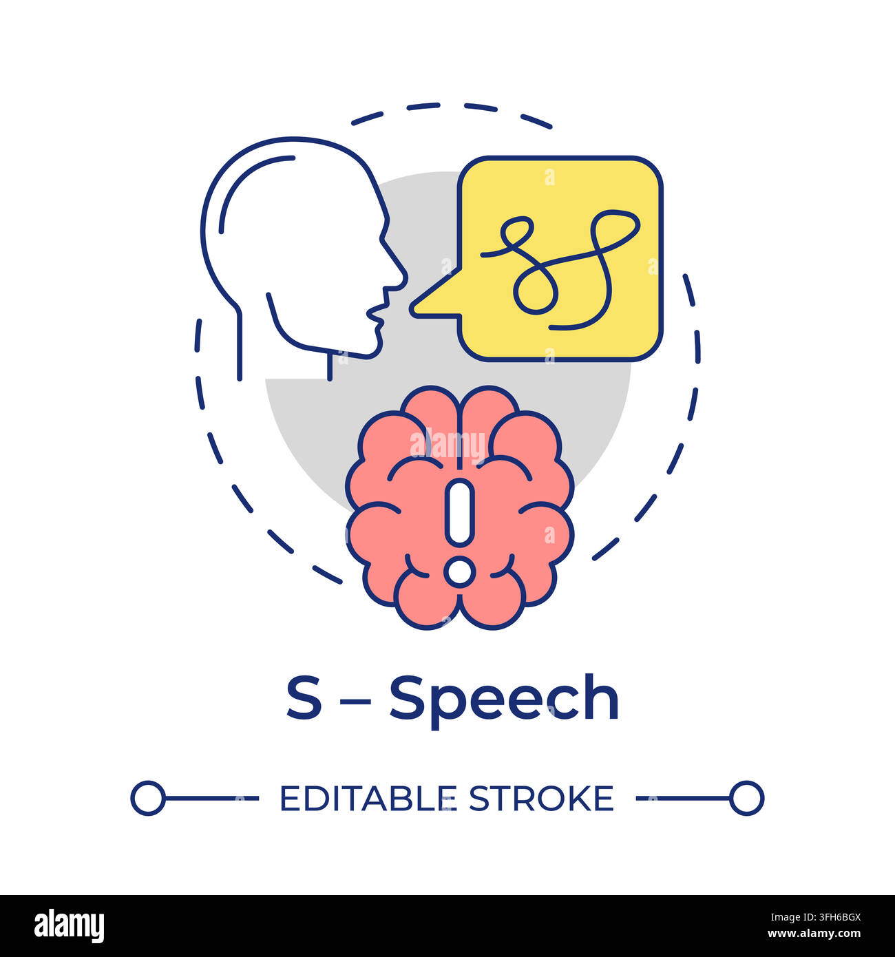 S speech flat linear concept icon Stock Vector