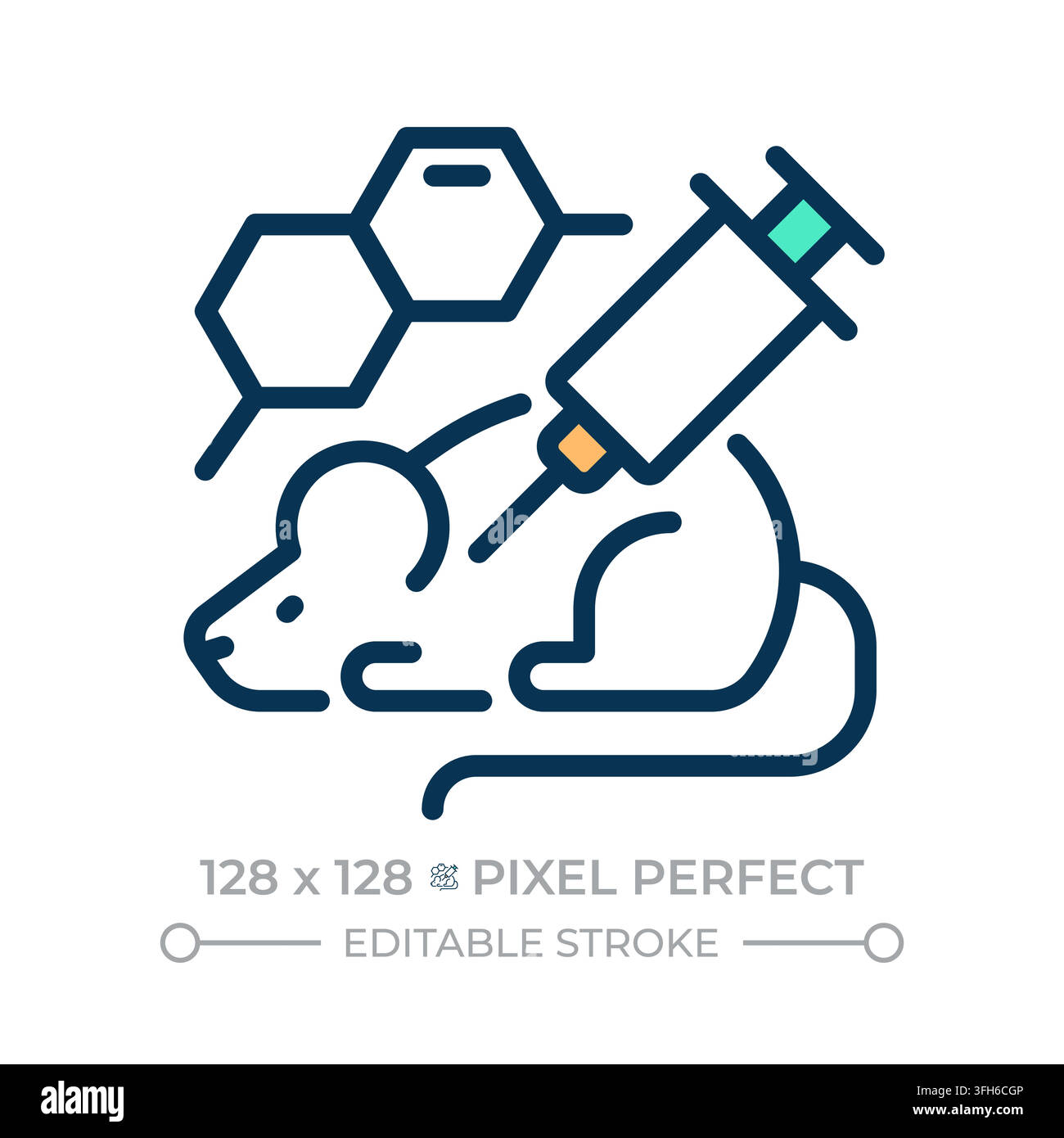 Laboratory mouse pixel perfect line color icon Stock Vector