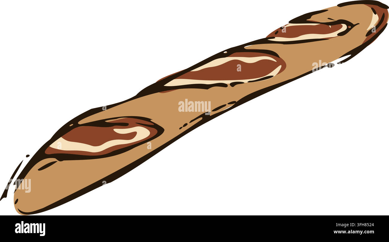 Hand Drawn French Baguette Bakery Vector Stock Vector
