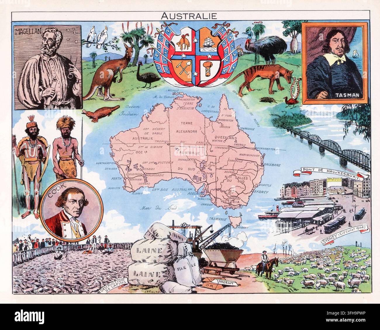 Vintage map australia hi-res stock photography and images - Alamy