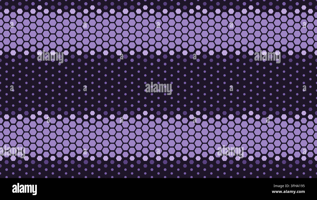 Seamless technology hexagon halftone background in purple Stock Vector