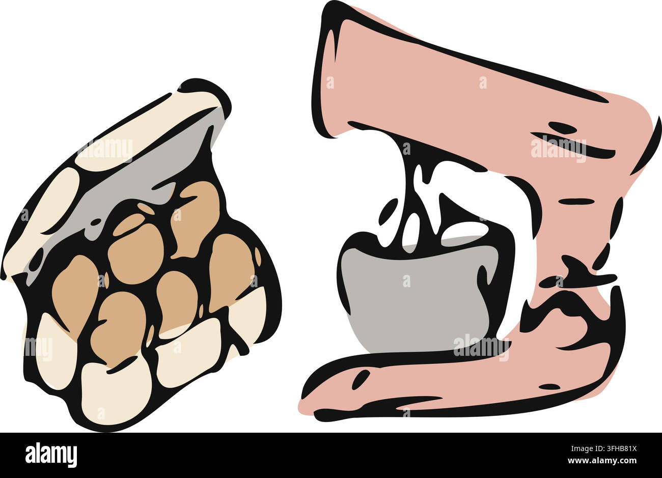 Hand Drawn Eggs Mixer Baking Set Stock Vector