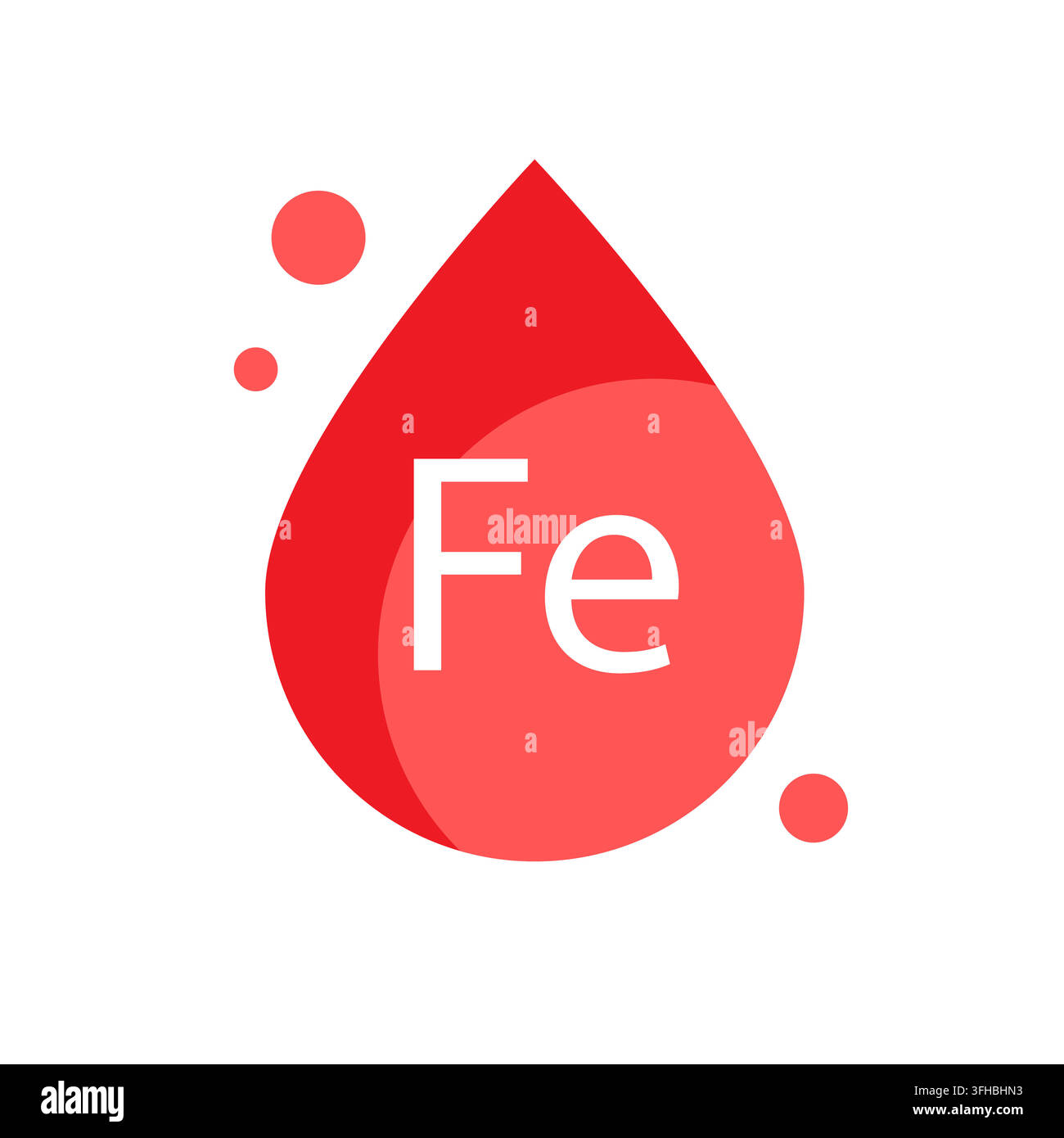 Iron element icon with blood drop in flat style Stock Vector
