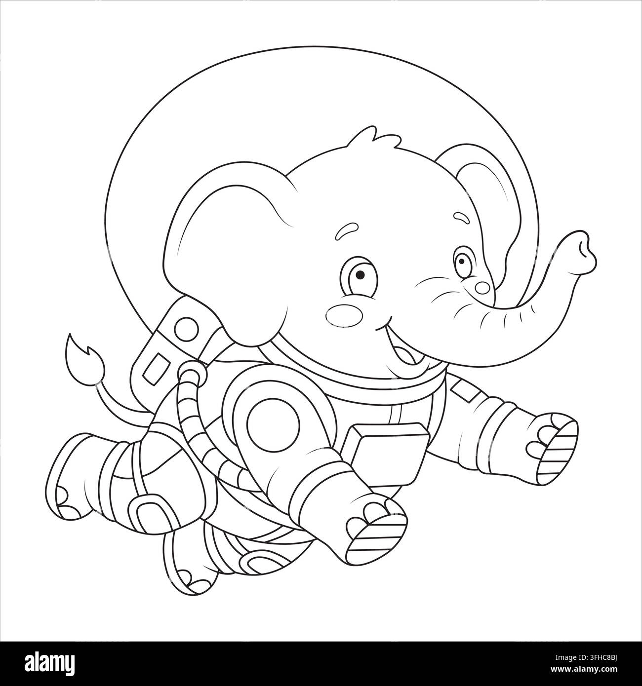 Astronaut space suit floating elephant exploring zero gravity in galaxy cosmos Stock Vector
