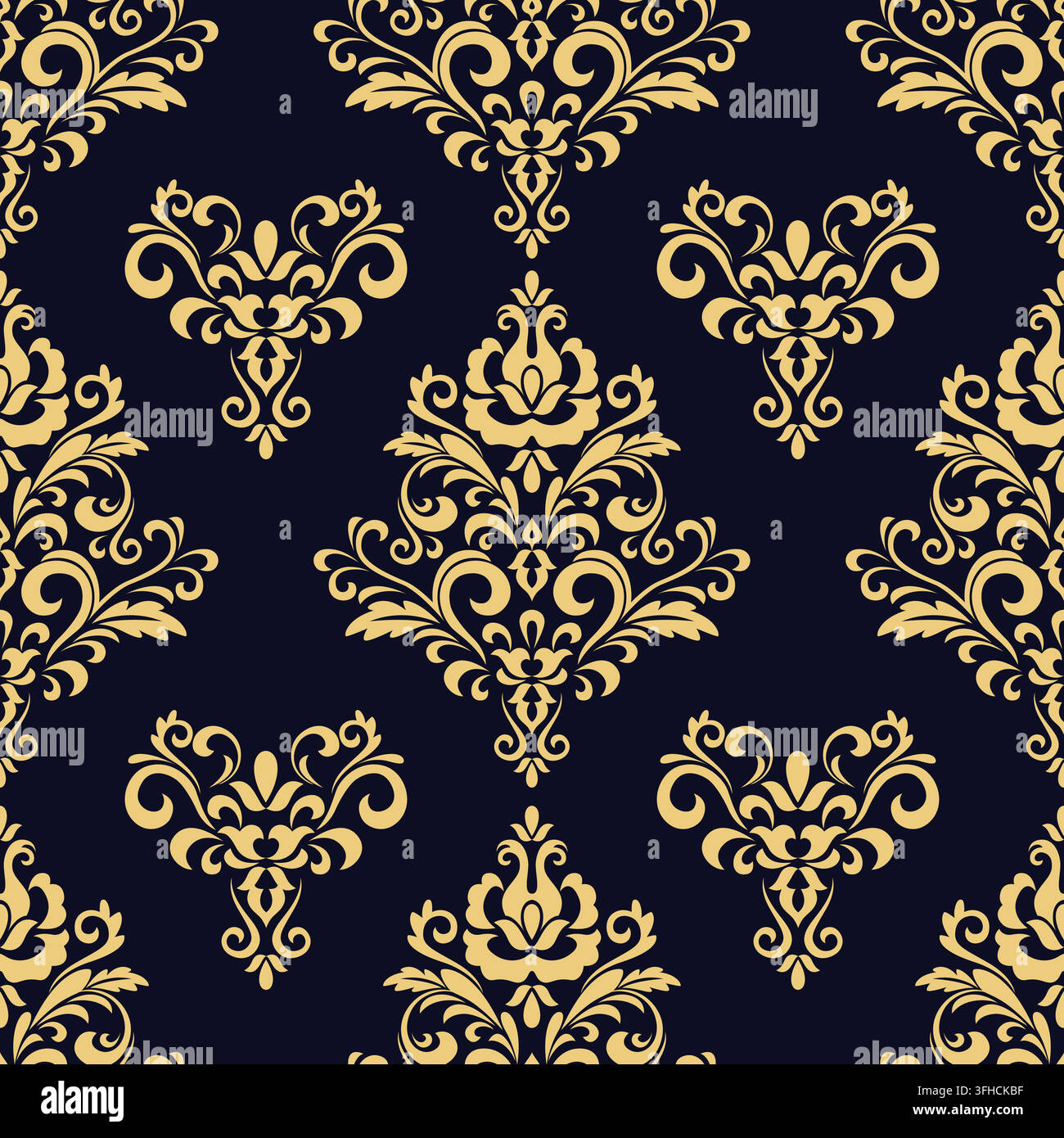 Damask seamless floral pattern. Vintage vector wallpaper. Stock Vector