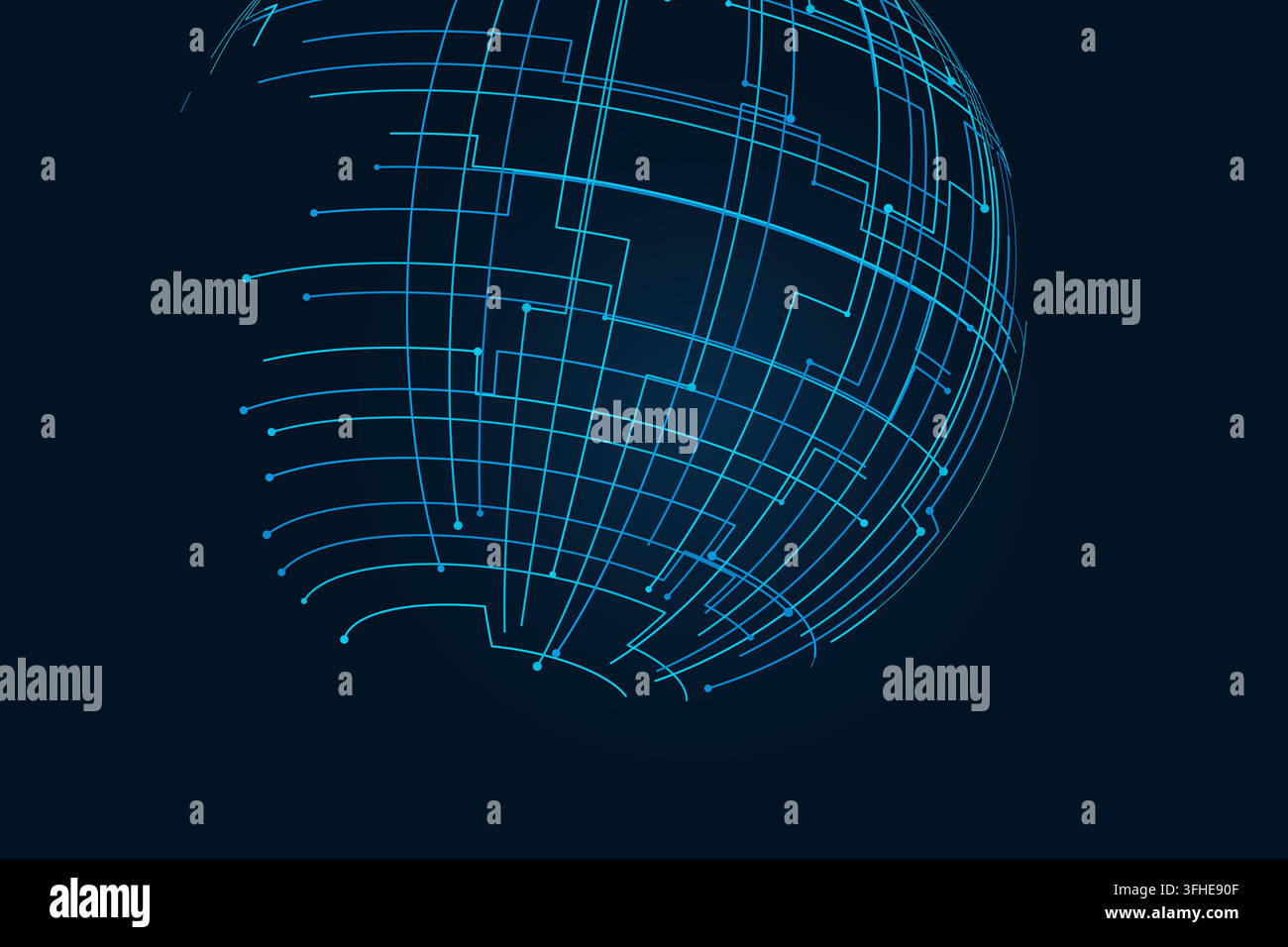 Abstract technology sphere background with connected digital lines and data points Stock Vector