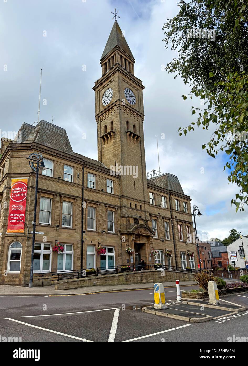 Historic Victorian Chorley Town Hall, Market Street, ahead of a new civic square and wider council-led regeneration of the Lancashire town centre. Stock Photo
