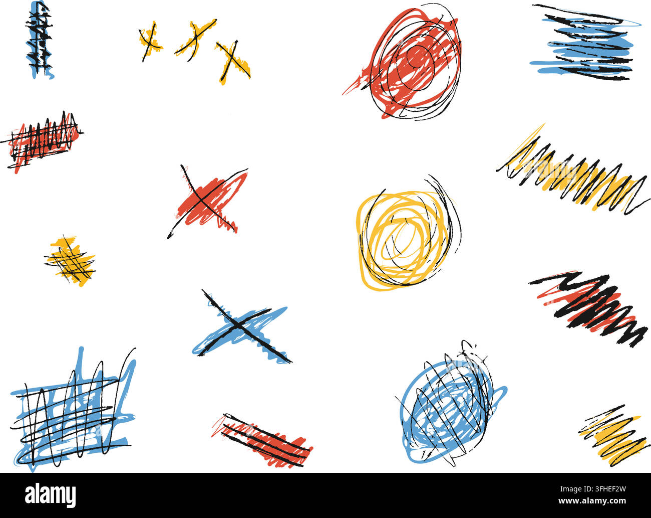 Hand Drawn Color Scribble Marks Set Stock Vector