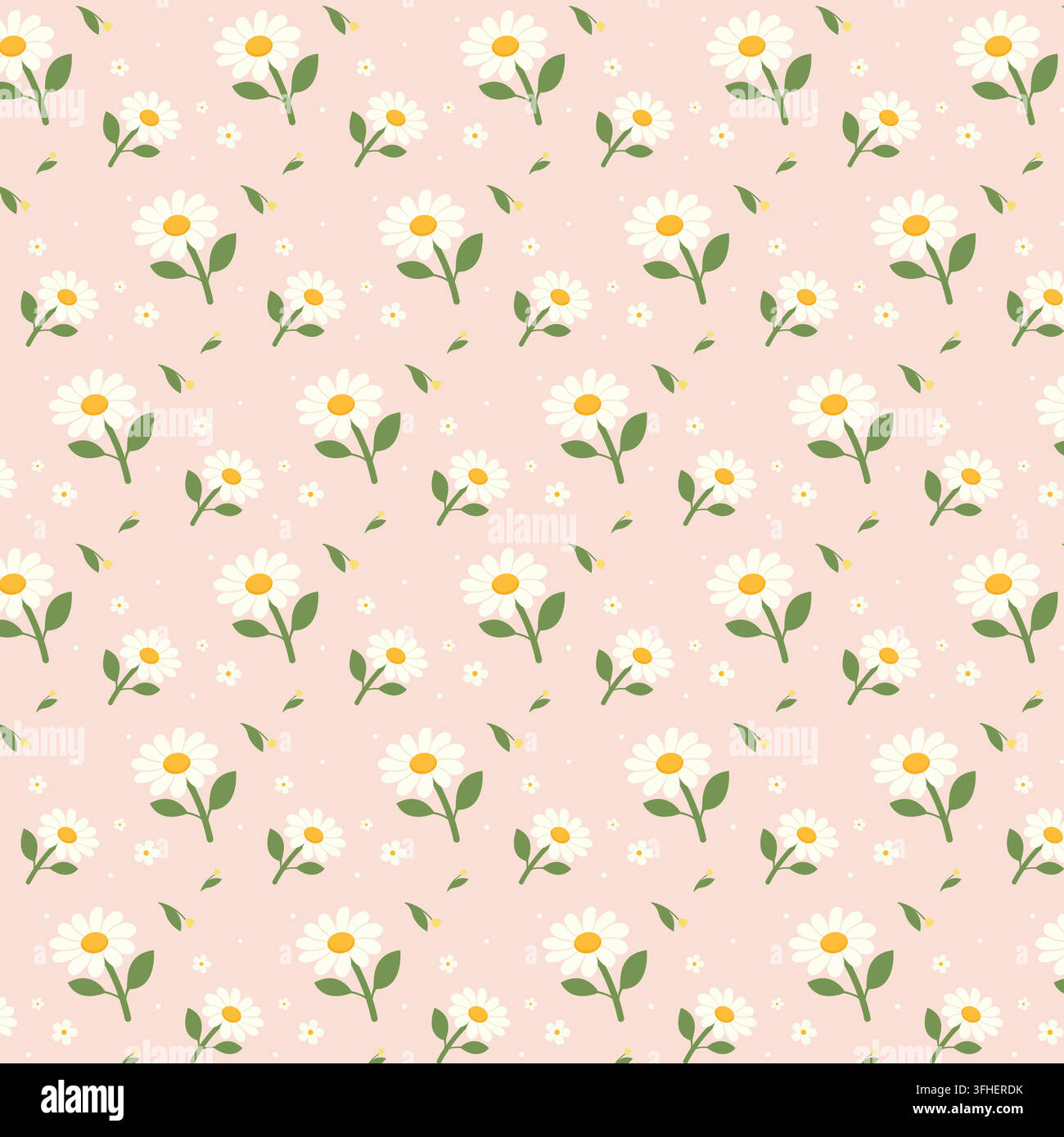 Cute white daisy floral seamless pattern on soft pink background Stock Vector
