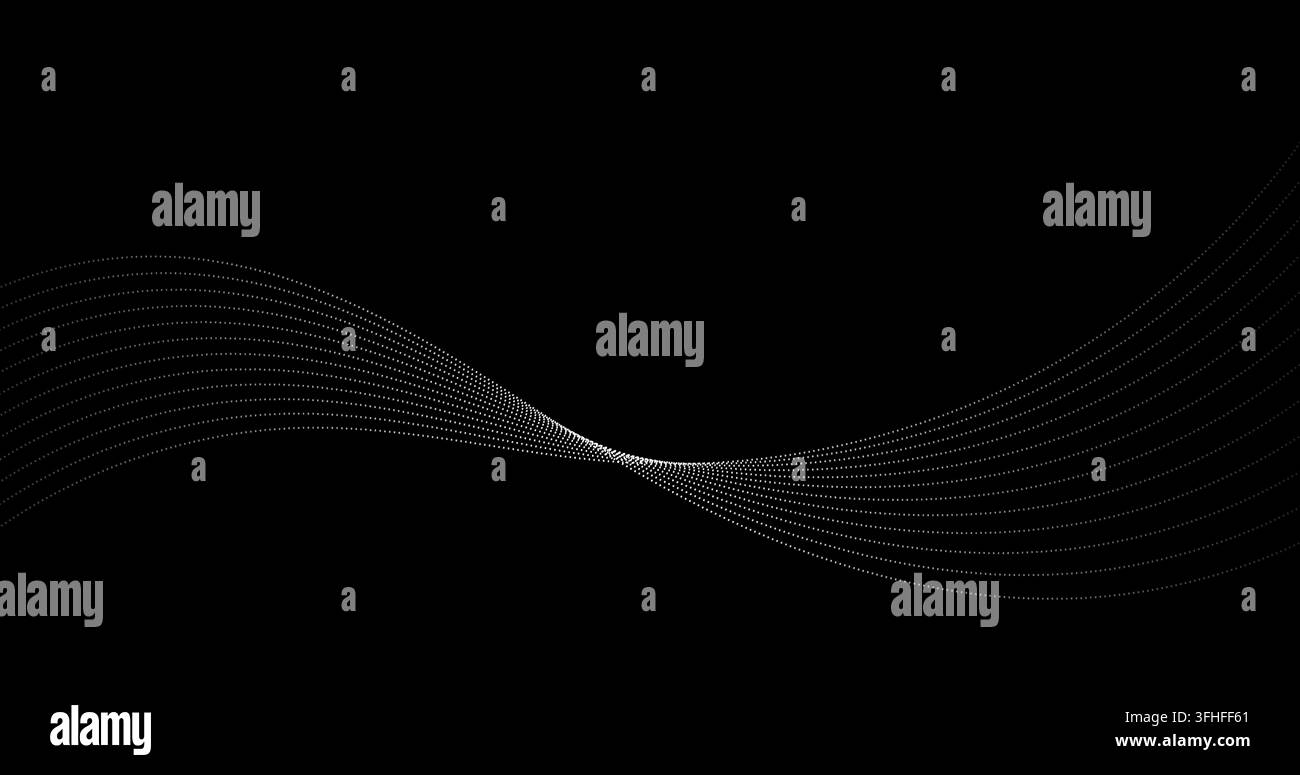 black Abstract background with dynamic waves of particle dots Vector ...