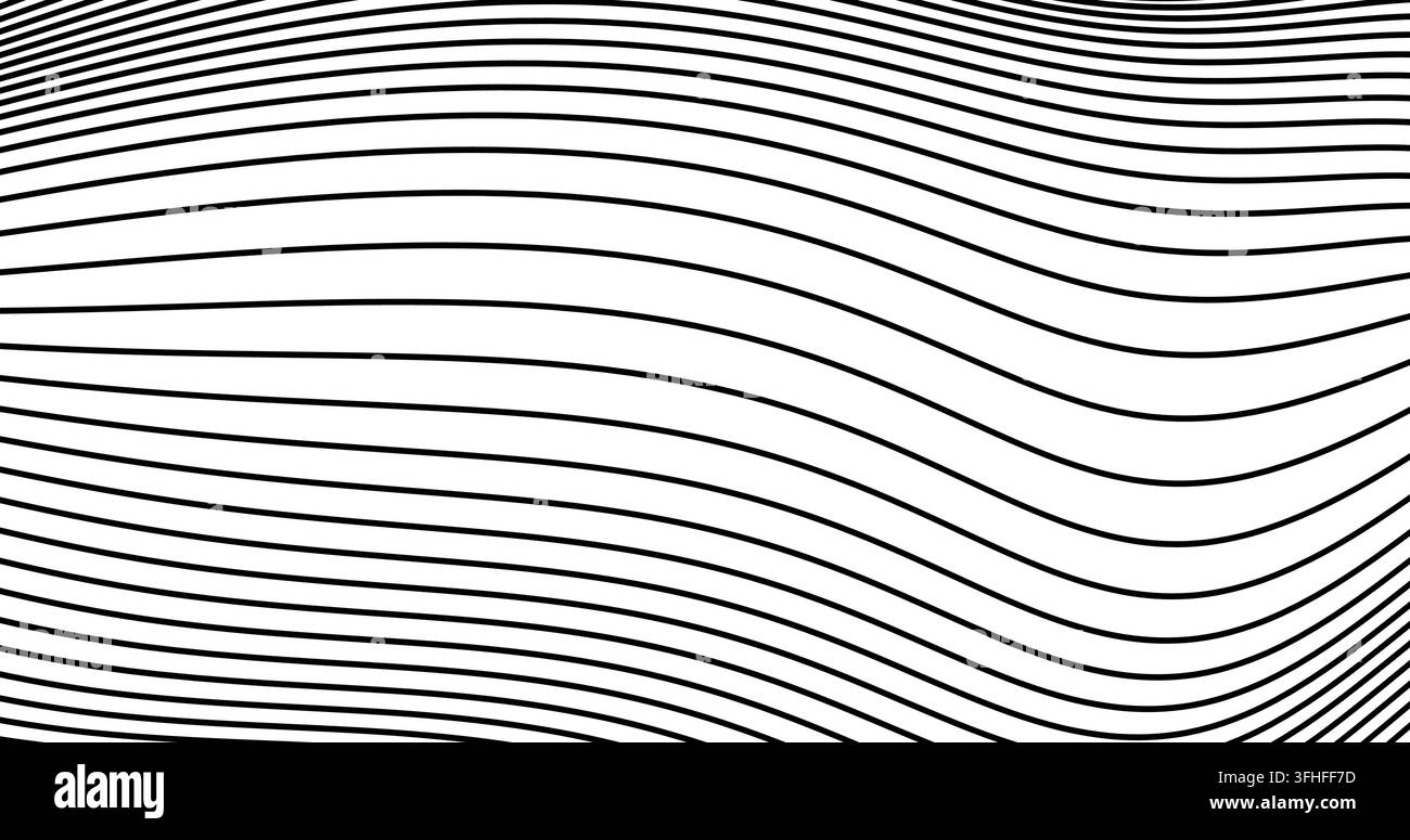 Black Wave Parallel Lines stripes on Empty White Background Stock Vector