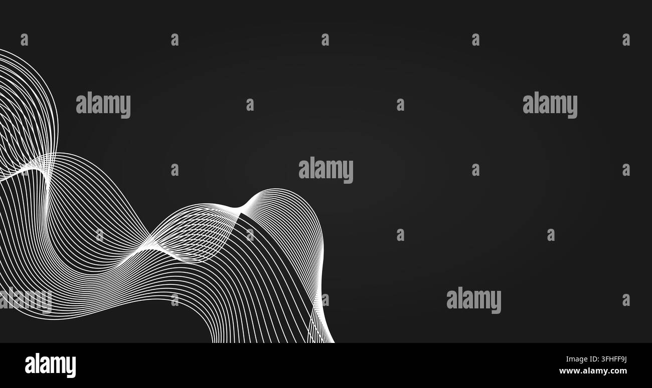 Abstract Background with Dynamic Waves Vector Illustration Black and ...