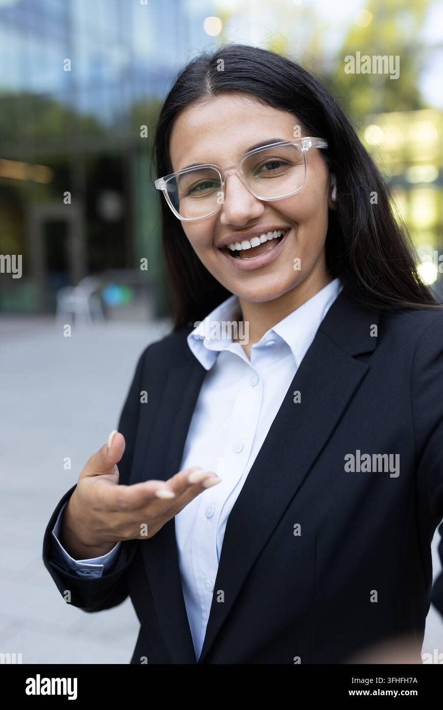 Professional woman having a video call, remote communication and business meeting. Stock Photo