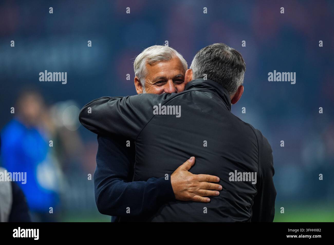Bruno GENESIO head coach of Marseille and Franck HAISE head coach of ...