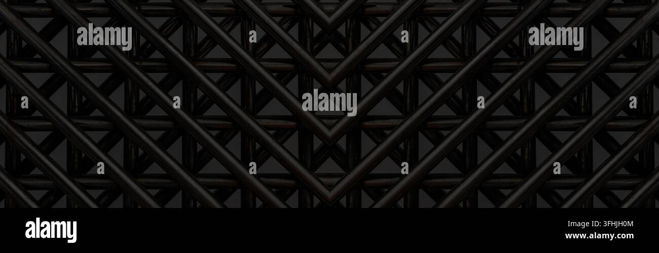 Abstract dark metal grid creating a geometric pattern and texture Stock Photo