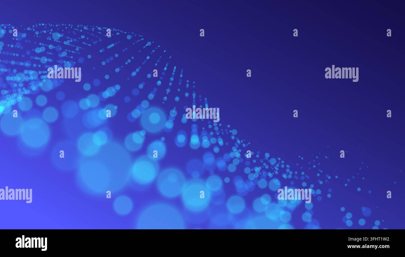 Data wave with glowing particles. Futuristic technology background with data transmission effect. Dynamic digital space. Networking, innovation or Stock Vector