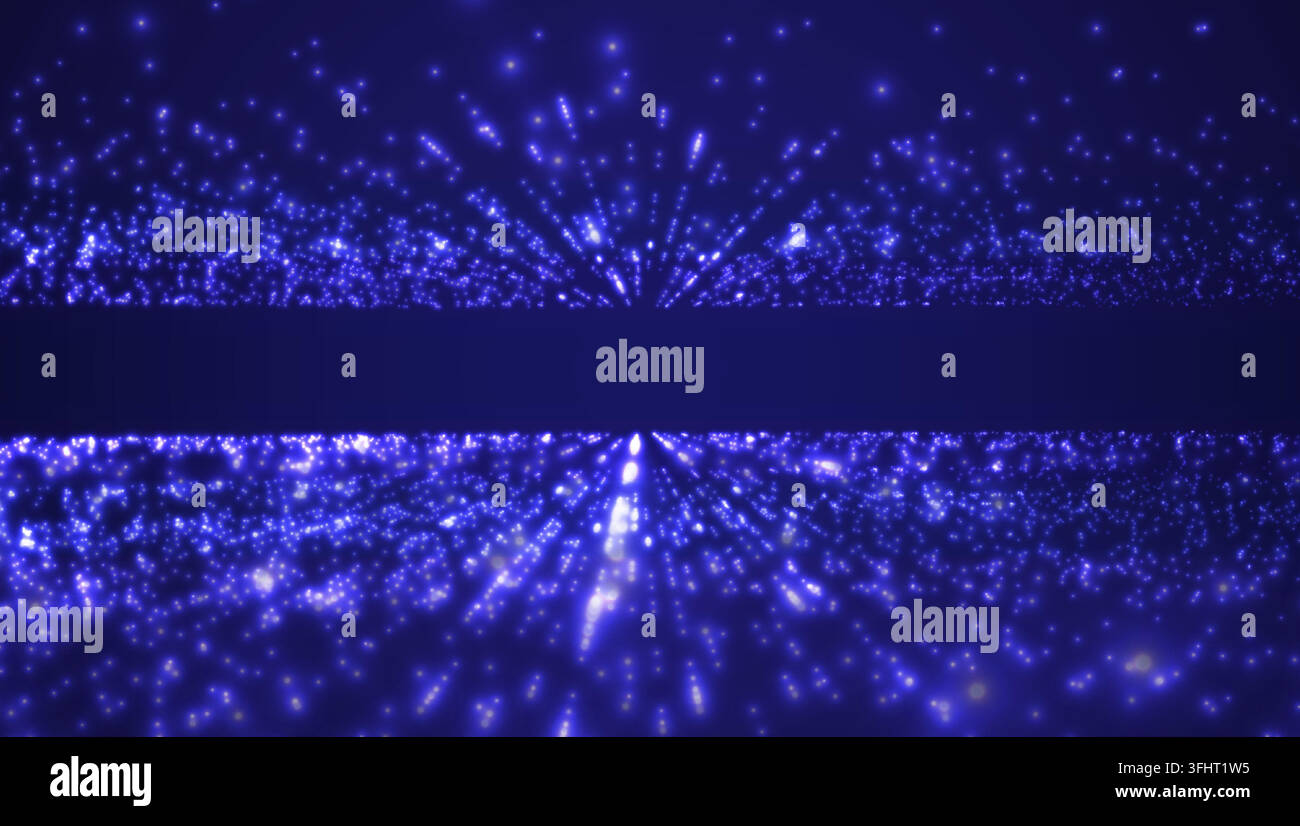 Data transformation. Futuristic perspective with particles. Digital technology background with glowing blue dots. Abstract grid and dynamic light Stock Vector