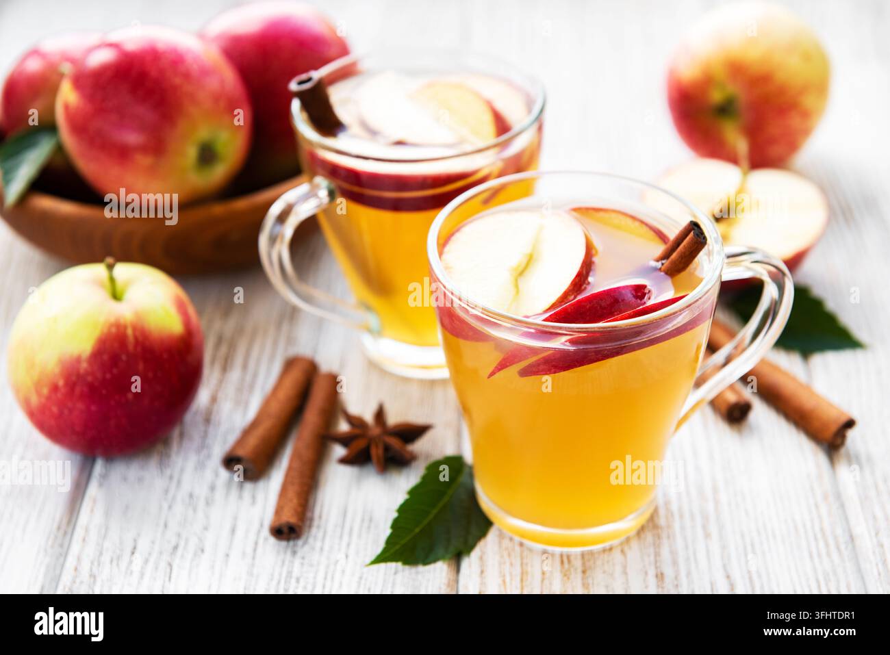 Apple cider  with cinnamon sticks Stock Photo